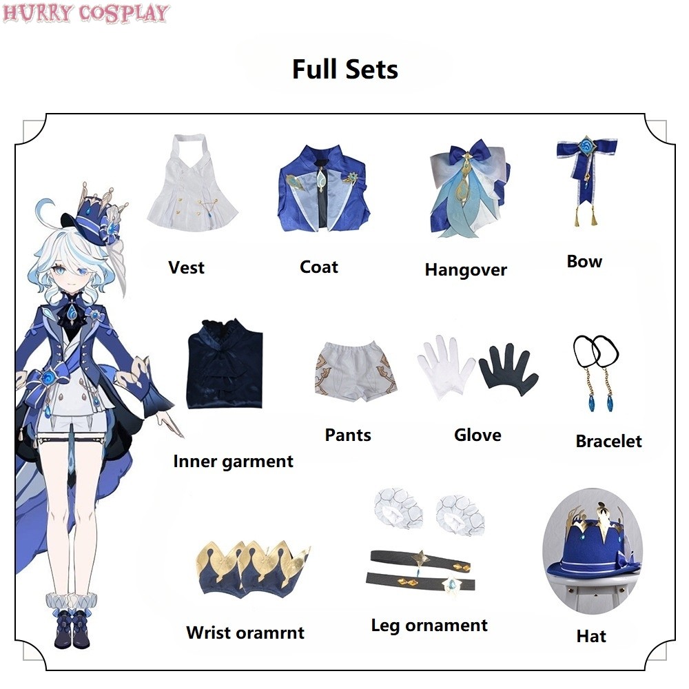 Game Cosplay,Genshin Impact,Genshin Impact Water Goddess Funina Cosplay Costume